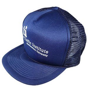 80s VTG San Sun Hat Double Snapback Trucker Cap USA Blue Mesh Foam‎ Northwestern